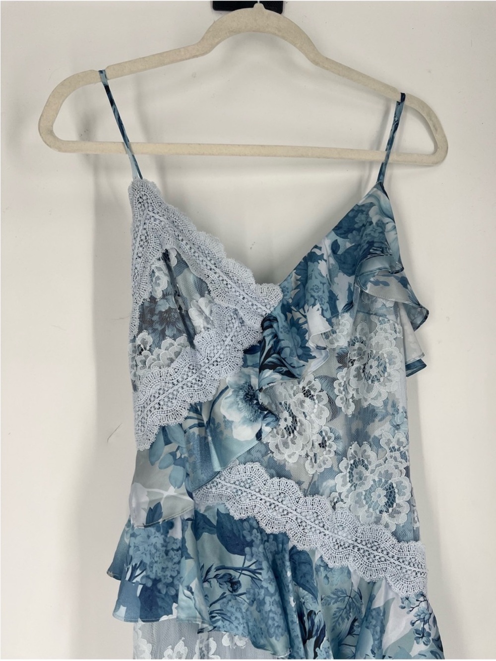 BHLDN Elora Blue Floral Lace Ruffle Formal Strappy Bohemian Maxi Dress Gown 2 - Picture 6 of 13